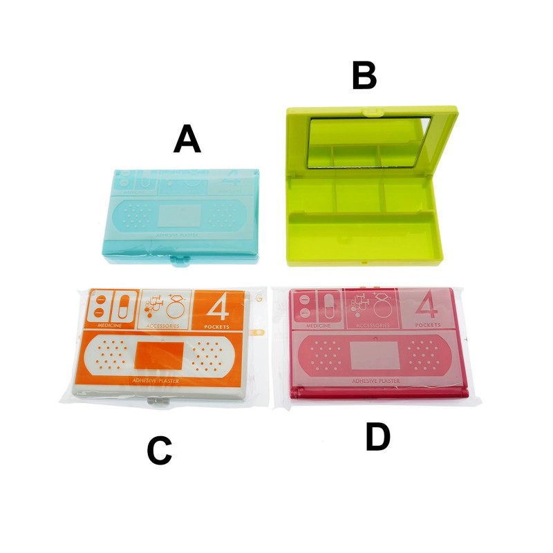 Pill Case with mirror 4 compartment